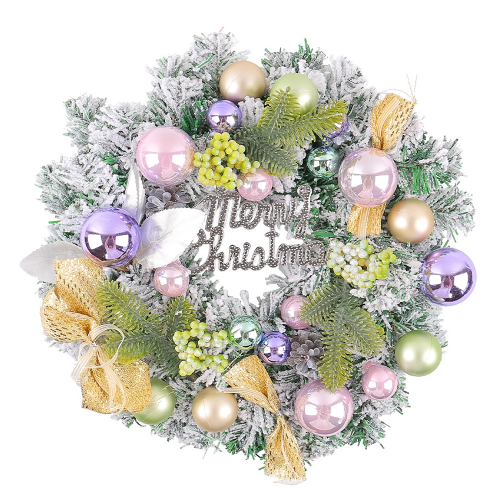 Yanwuwa J Unique Christmas Wreath With Bowknot Unique Christmas Wreath With Sphere Accent For Home Or Decors Holiday Ornament