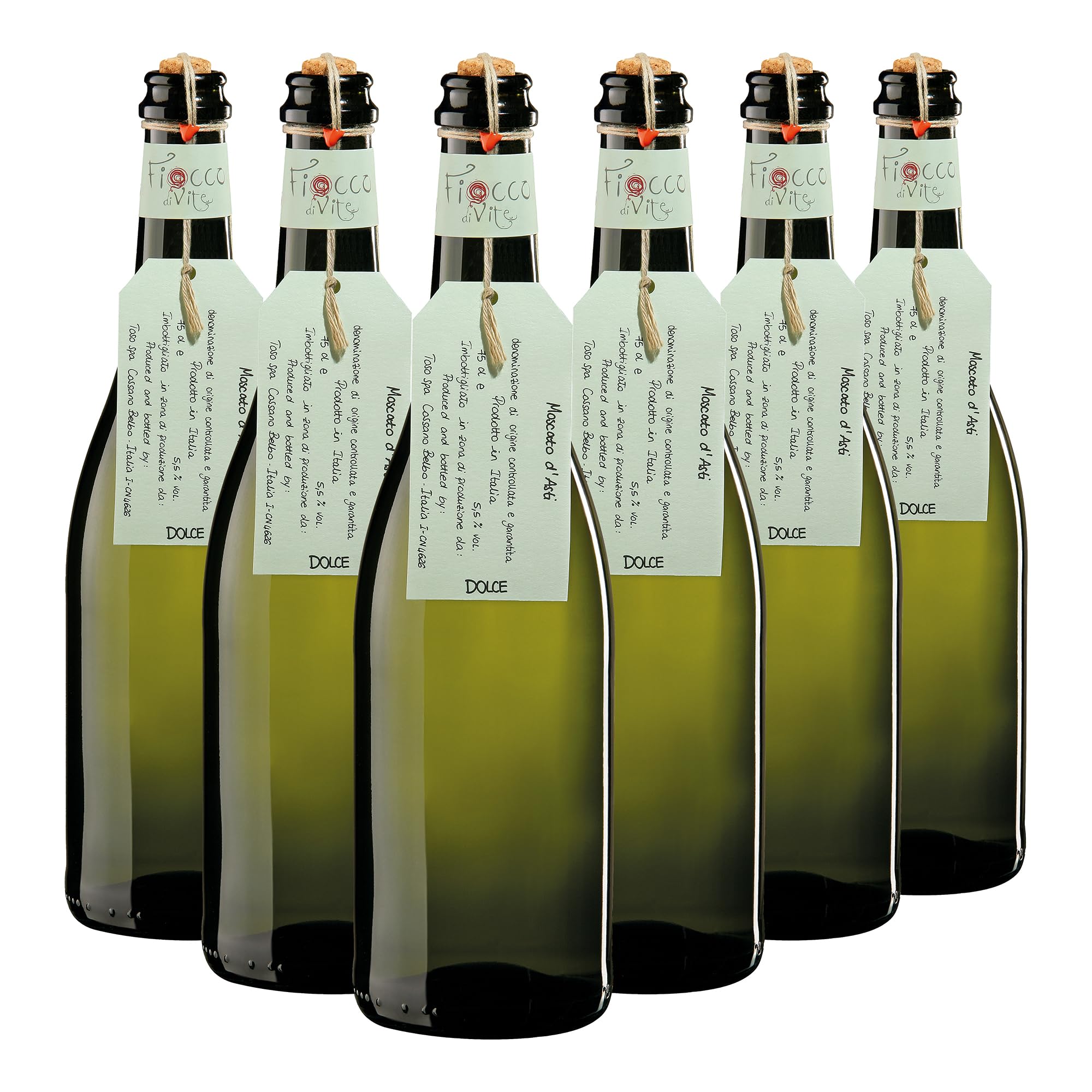 Fiocco di Vite Moscato d'Asti DOCG vino espumoso dulce italiano 6x75 cl