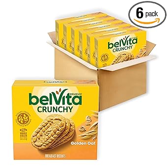 belVita Breakfast Bars Biscuits, Golden Oat, 30 Total Packs, 6 Boxes (4 Biscuits Per Pack)