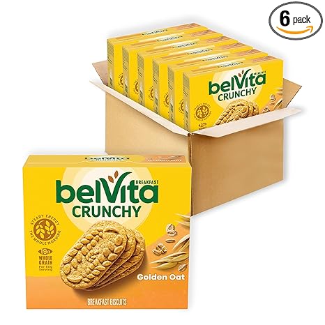 belVita Breakfast Bars Biscuits, Golden Oat, 30 Total Packs, 6 Boxes (4 Biscuits Per Pack)