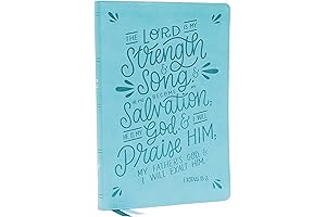 NKJV, Thinline Bible, Verse Art Cover Collection, Leathersoft, Teal, Red Letter, Comfort...