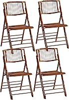 zolooky FSC Certified Bamboo Folding Chairs Set of 4, Upgraded Vintage Foldable Dining Chairs 330lb Capacity Antique Brown Indoor Outdoor