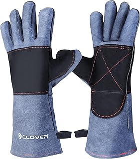 IC ICLOVER Animal Handling Gloves Snake Bite Proof, Double Leather Padding, Anti-bite Dog Cat Bird Reptile Control Protection
