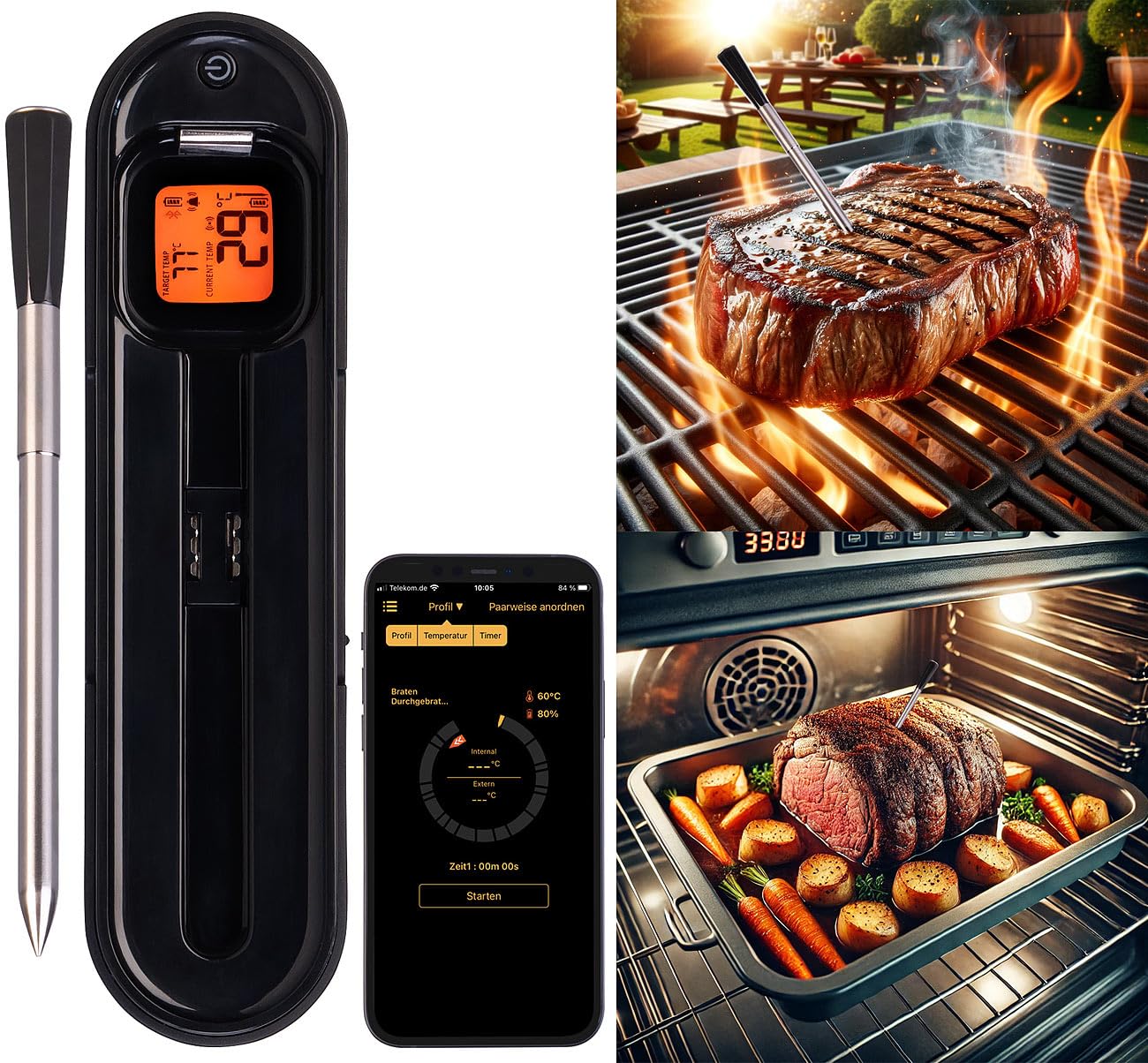 Thermomètre de cuisson sans fil connecté [Rosenstein & Söhne]