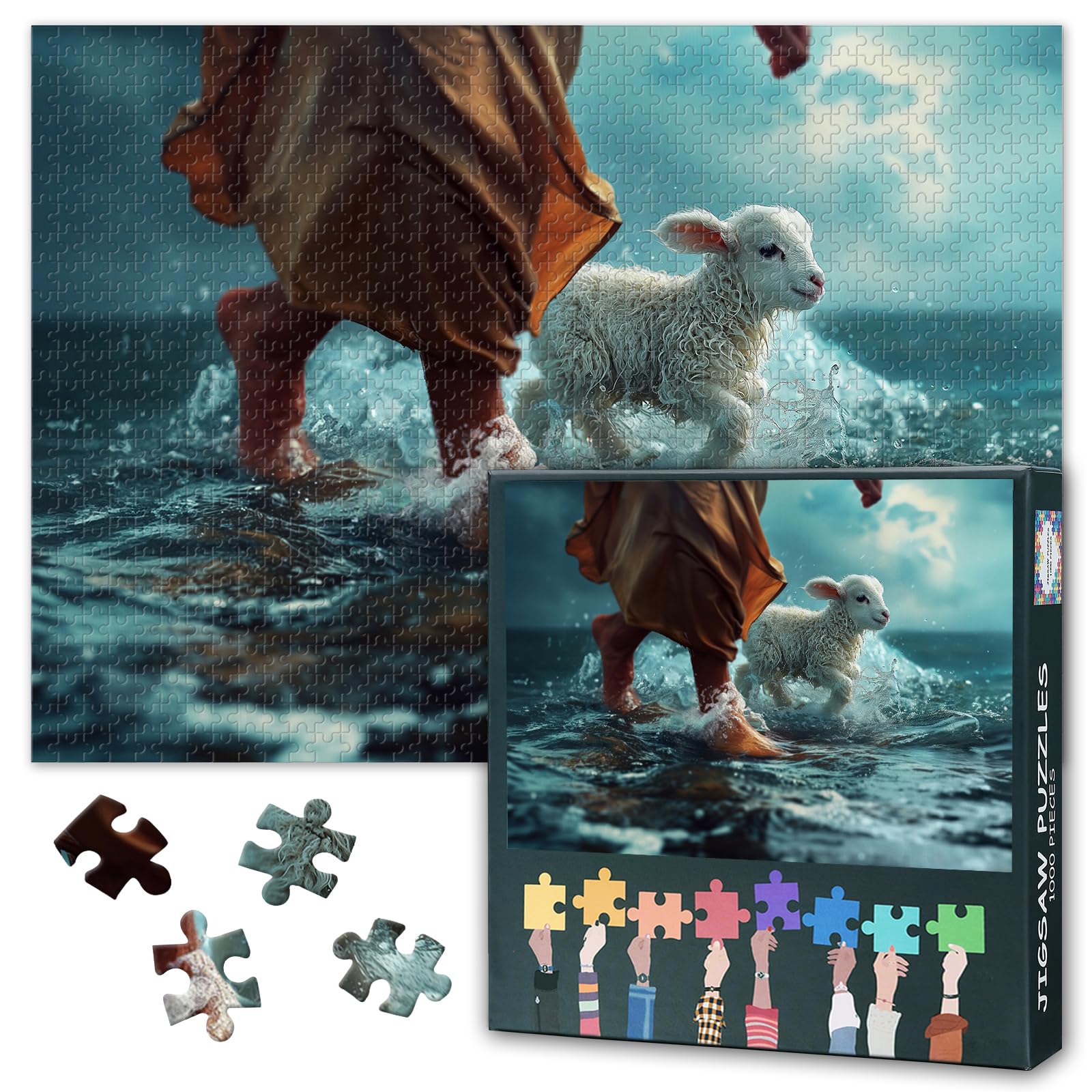 Jesus Jigsaw Puzzles for Adults 1000 Pieces The Lost Lamb Puzzles Christianity 1000 Piece Jigsaw Puzzle for Adults Challenging Game Finished Size 50x70cm