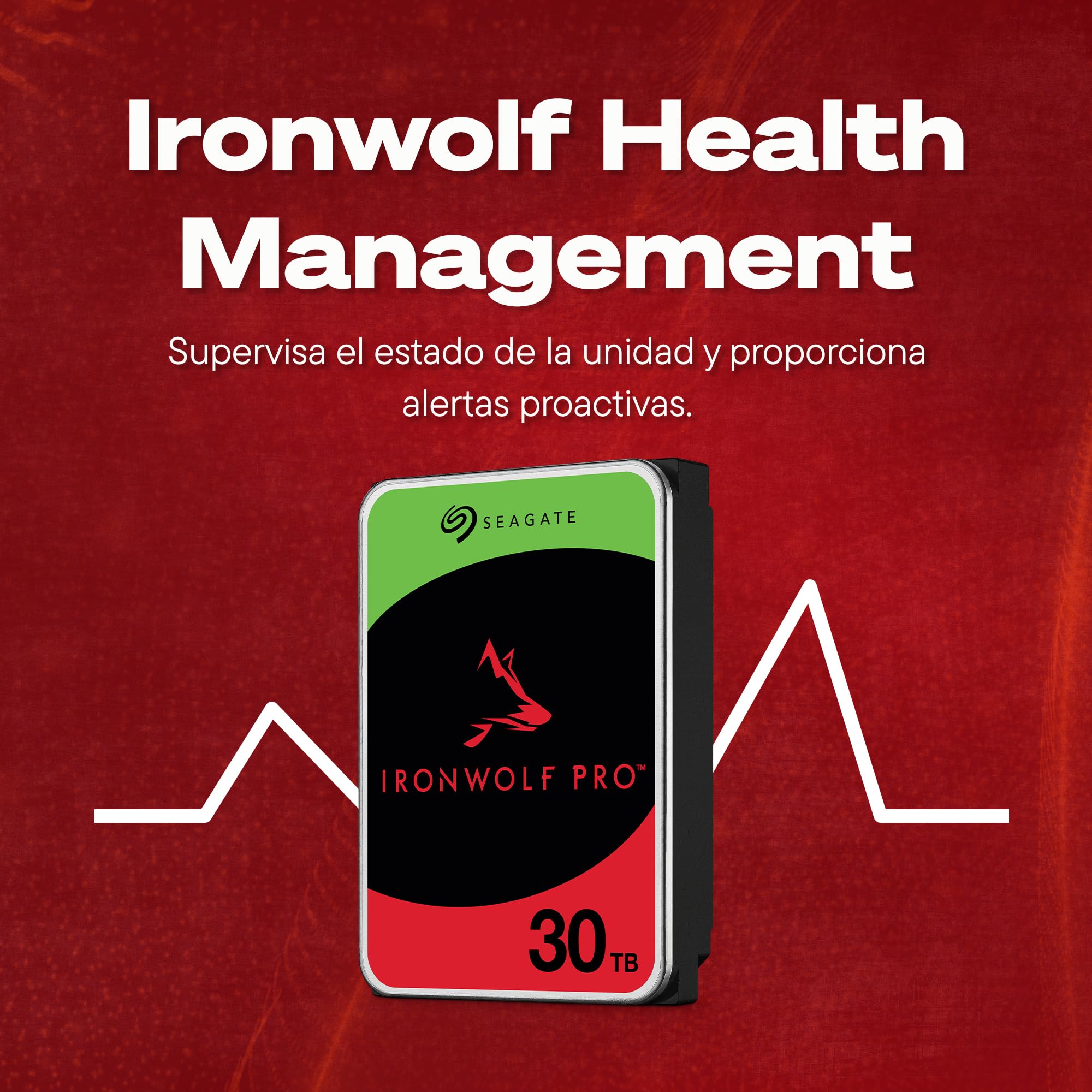 Seagate IronWolf Pro 30TB, NAS Disco Duro Interno, 3.5", 7200 U/Min, CMR, 512 MB Cache, SATA 6 GB/S, Data Rescue Service (ST30000NT011)