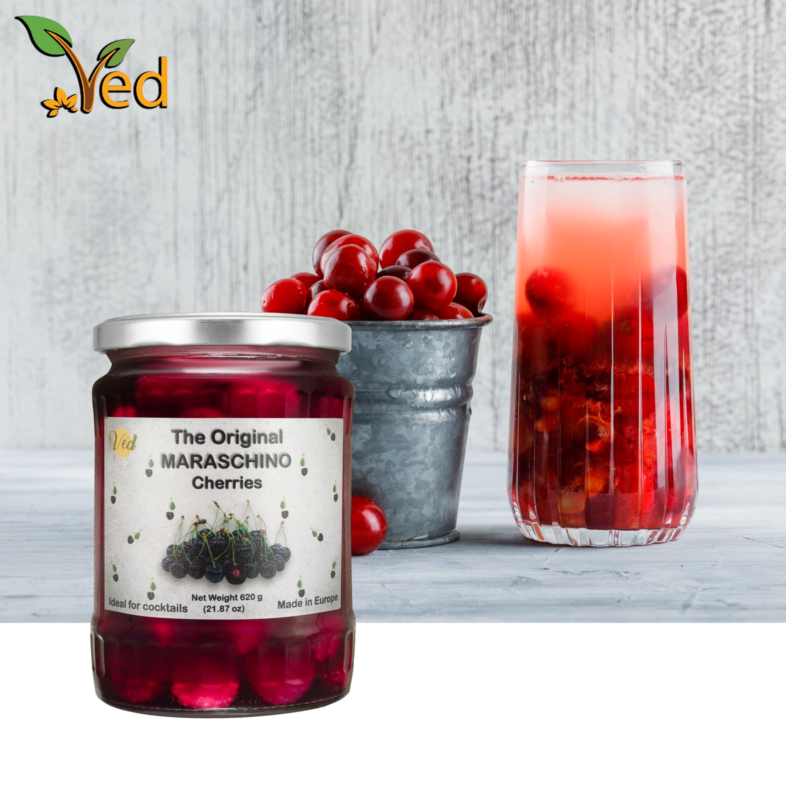 Ved Gourmet Original Maraschino Cherries, Italian Cherry for Old-Fashioned Cocktails, Vegan Cocktail - Image 3
