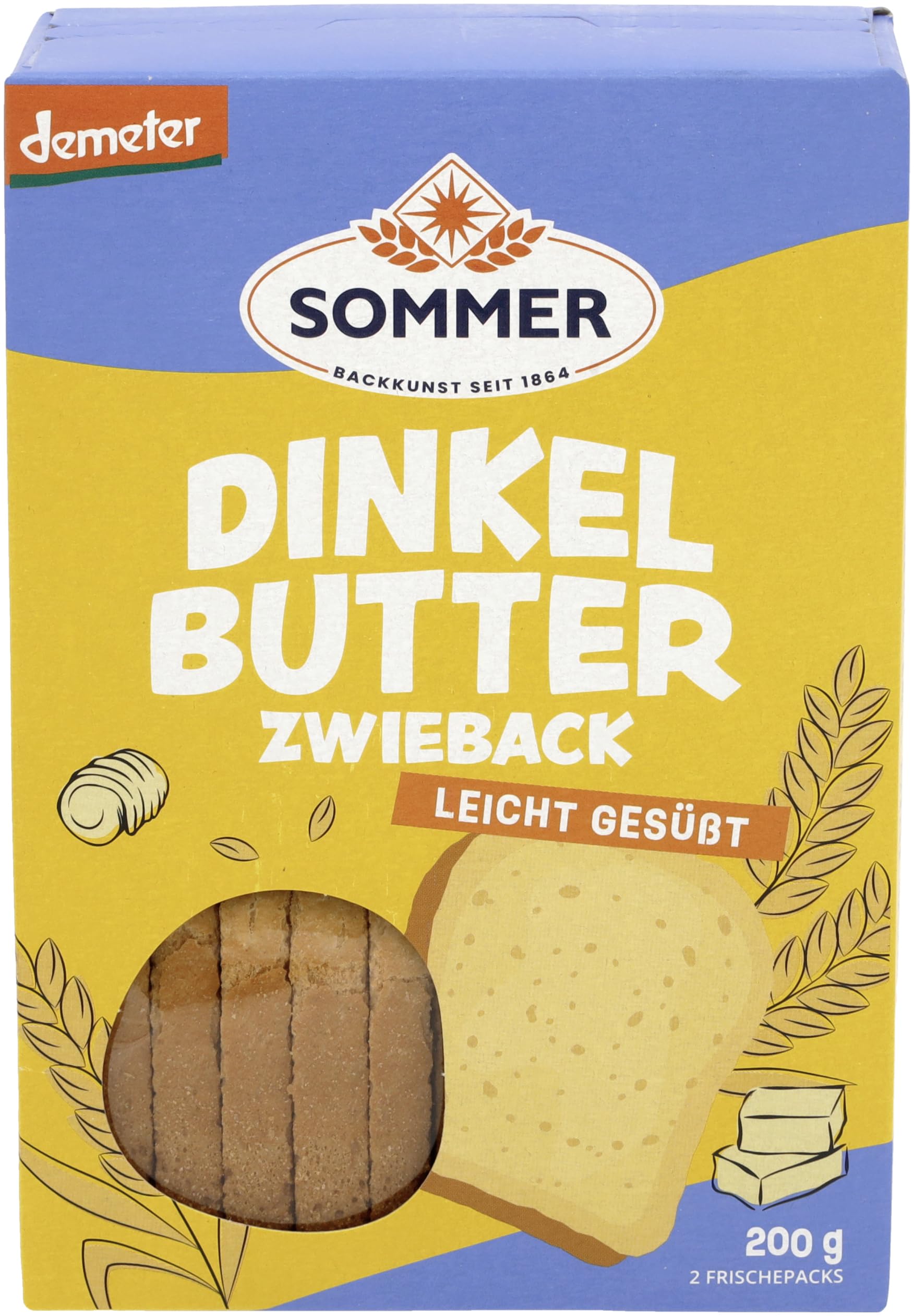 Sommer & Co. Bio Demeter Dinkel Butter Zwieback (6 x 200 gr)