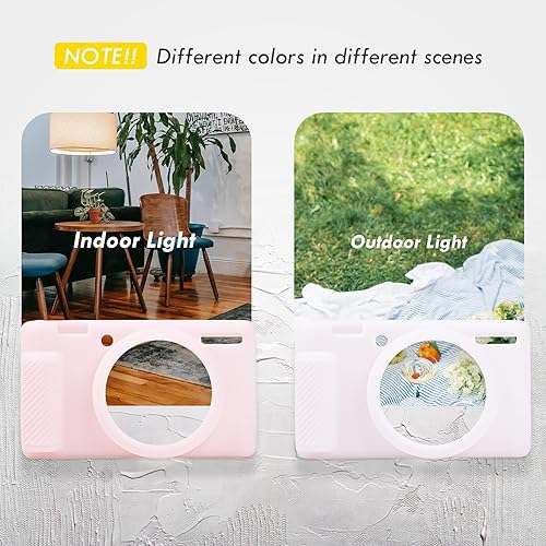 Miniatura 4 de Rieibi ZV-1F - Funda protectora de silicona suave para cámara Sony ZV1FZV-1M2ZV-1 Mark II (no para ZV1), funda ligera ZV1F, color rosa y blanco