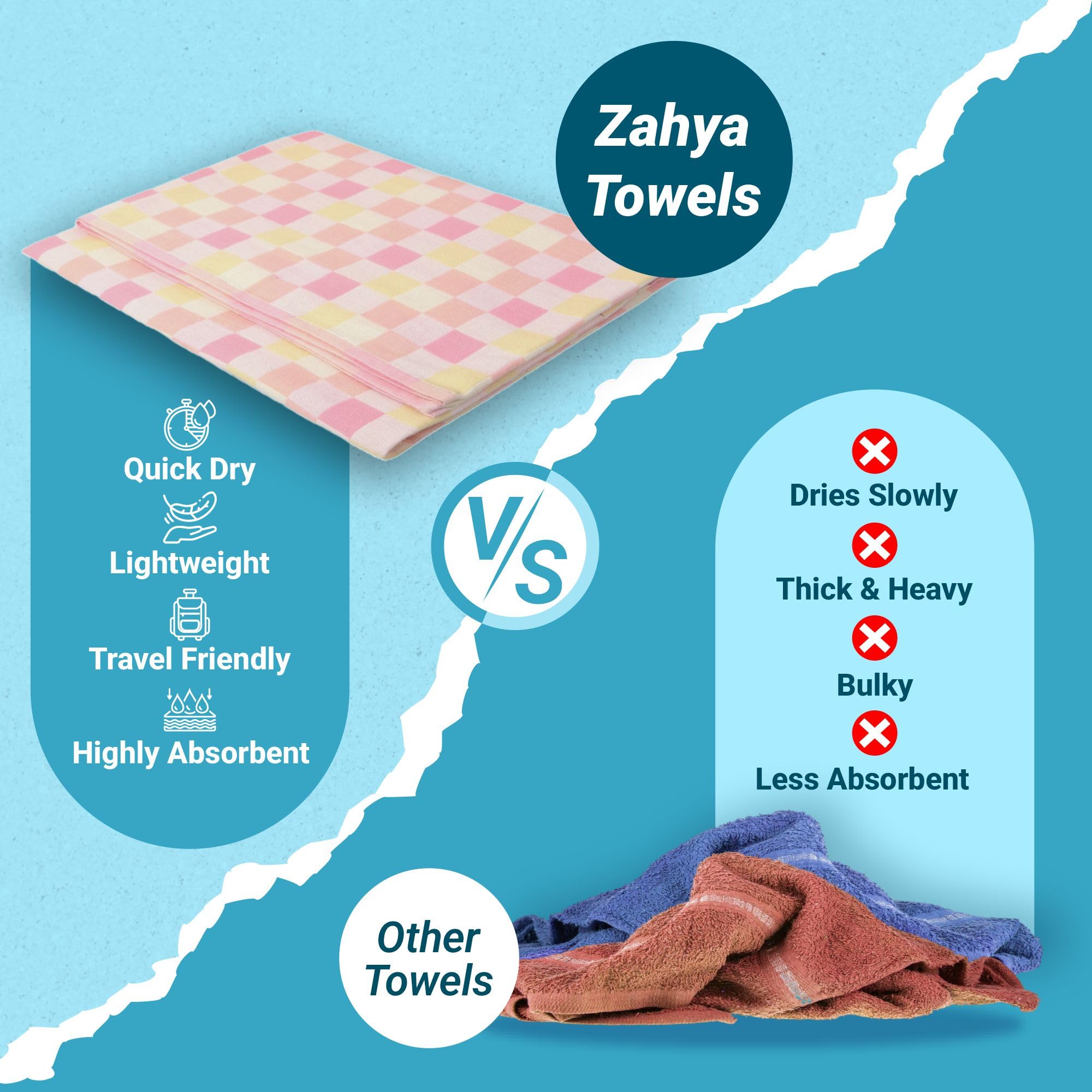 ZAHYA 100% Pure Cotton Zero Twist Gym Towels – Pastel Green, Pack of 3, 33x20 inches 3