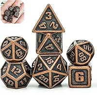Vista 37 de UDIXI - Juego de dados de 12mm Mini DND, juego de 7 dados de metal poliédricos D&D para juegos de rol (Cobre)