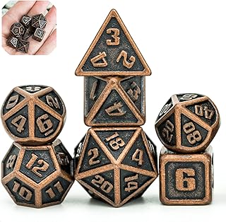 UDIXI 10mm Mini Metal DND Dice Set 7-Die Polyhedral RPG Dice for D&D Dungeons and Dragons Role Playing Game. (Copper)
