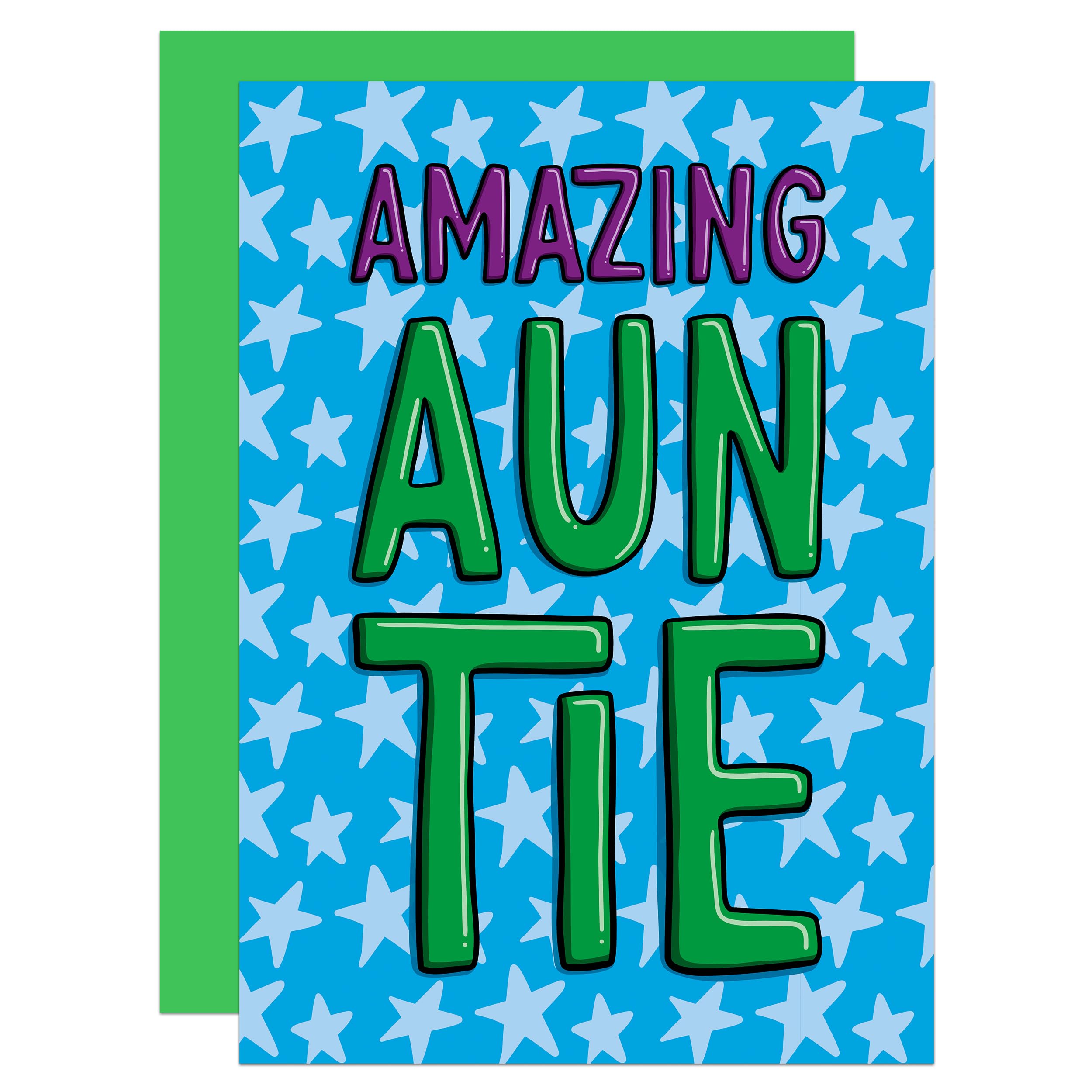 Alliteration Relative Birthday A6 Card, Cute Auntie, Amazing, Aunt, Star Print, Alliteration, From Niece, From Nephew