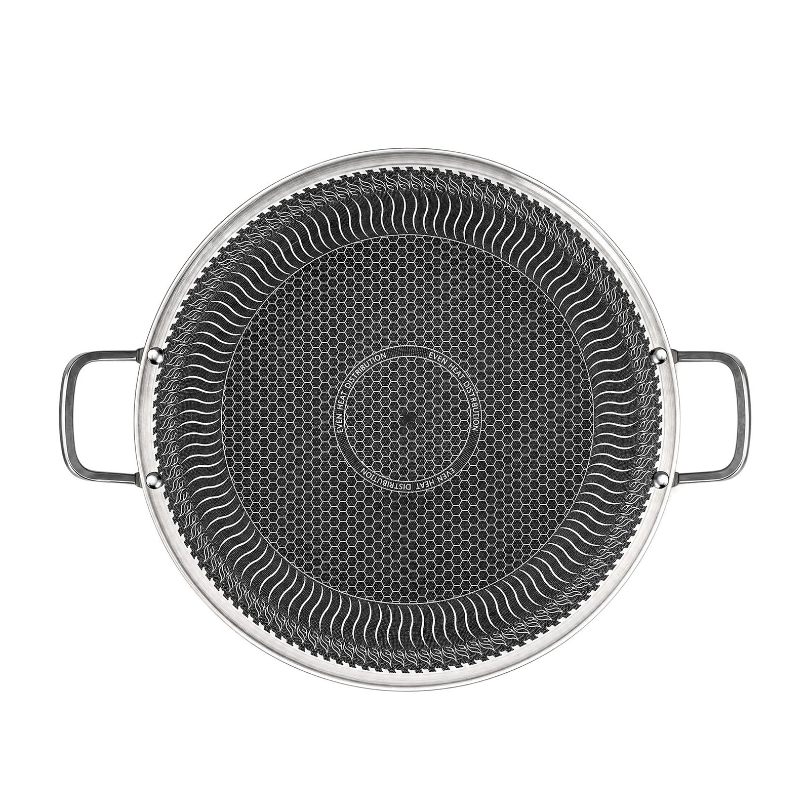 Stainless Steel Nonstick Round BBQ Skillet with Handles 38cm