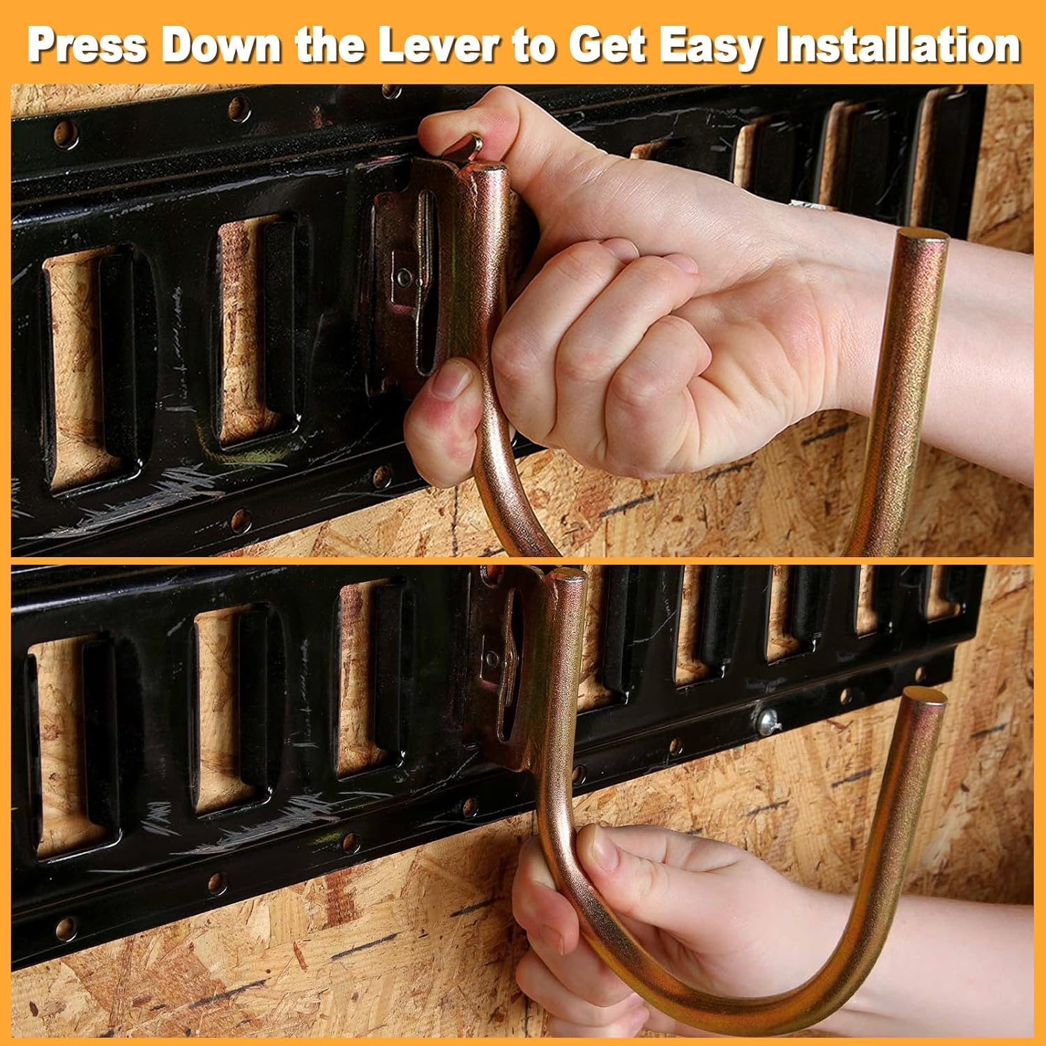 E Track Hooks 10 Pcs Heavy Duty Steel E Track J Hook with Spring Fitting for E or X Rail 2" 4" Trailer Hooks for Cords,Cables E Track Accessories for Enclosed Trailers,Trucks,Garage,Cargo Van,Gold