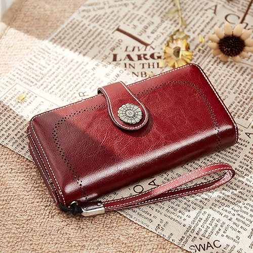 Miniatura 3 de BOSTANTEN Cartera de cuero genuino para mujer, de gran capacidad, cartera de mano, tarjetero con bloqueo RFID