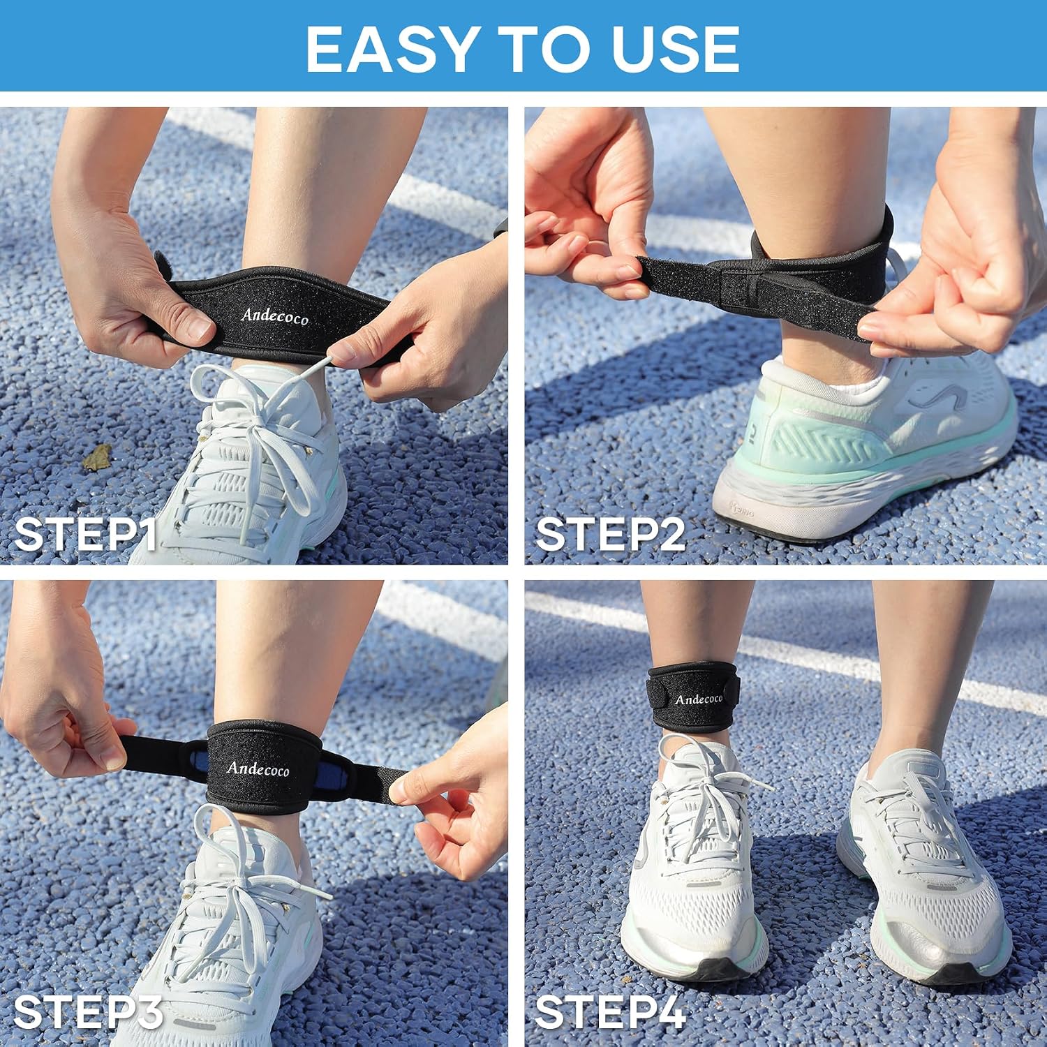 Achilles Tendonitis Brace, Ankle Brace for Men Women, Adjustable Breathable achilles tendon Support for Running, Cycling, Hiking, etc (Black-2pcs, One Size)
