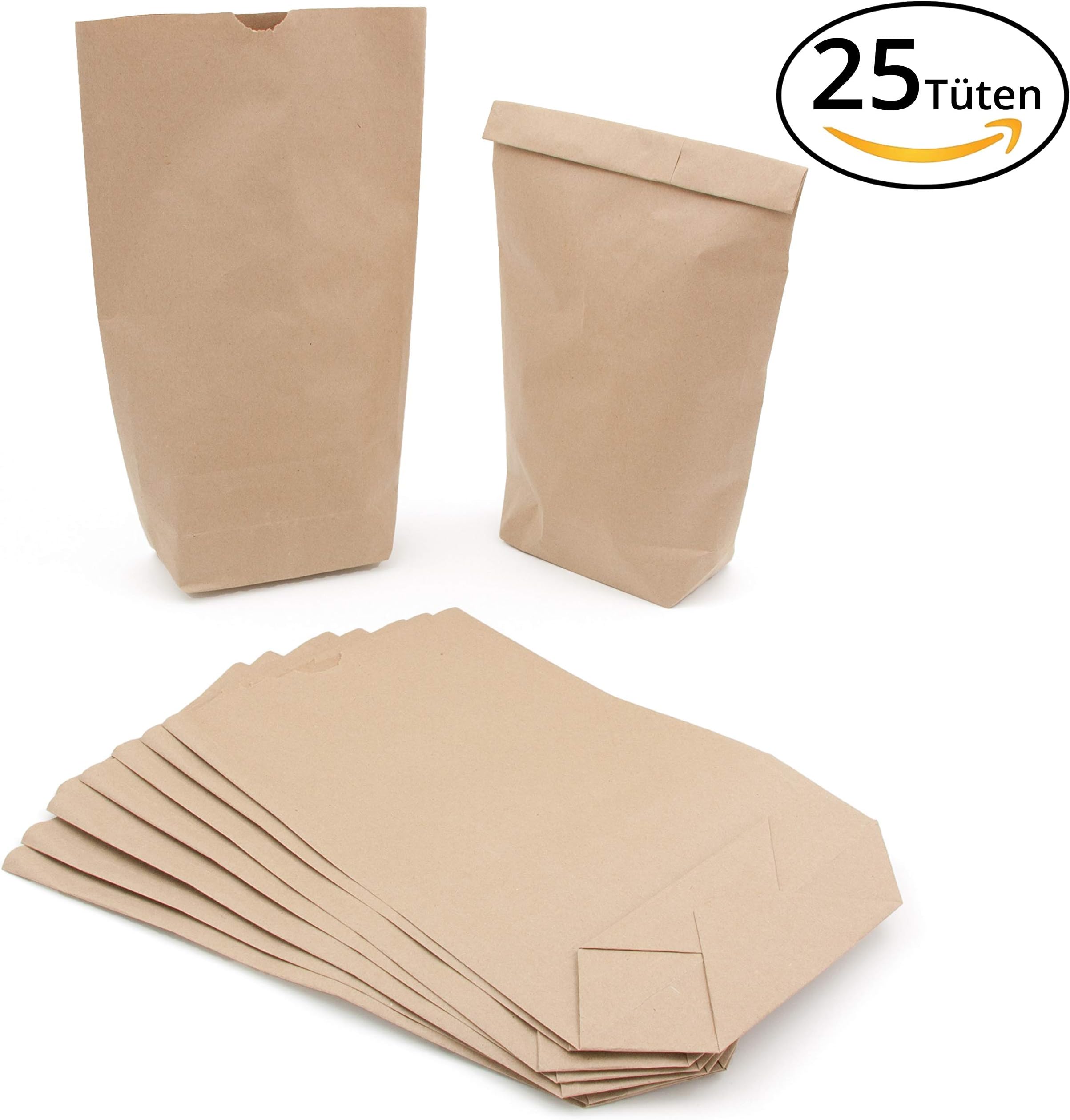 25/50 Brown Kraft Paper Bags (17x26 cm) with Cross Base – Like To Use For Wedding Favours, party bags, gifts, 18th 21st 30th 40th 50th 60th 70th 80th 90th Birthday, DIY Advent Calendar, Christmas, Easter etc. Opaque, 25 Stk.
