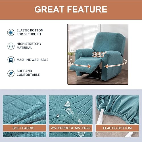 Miniatura 3 de Eco-Ancheng Fundas para sillas reclinables, fundas reclinables, 4 piezas, fundas antideslizantes para sillas reclinables, con bolsillos de