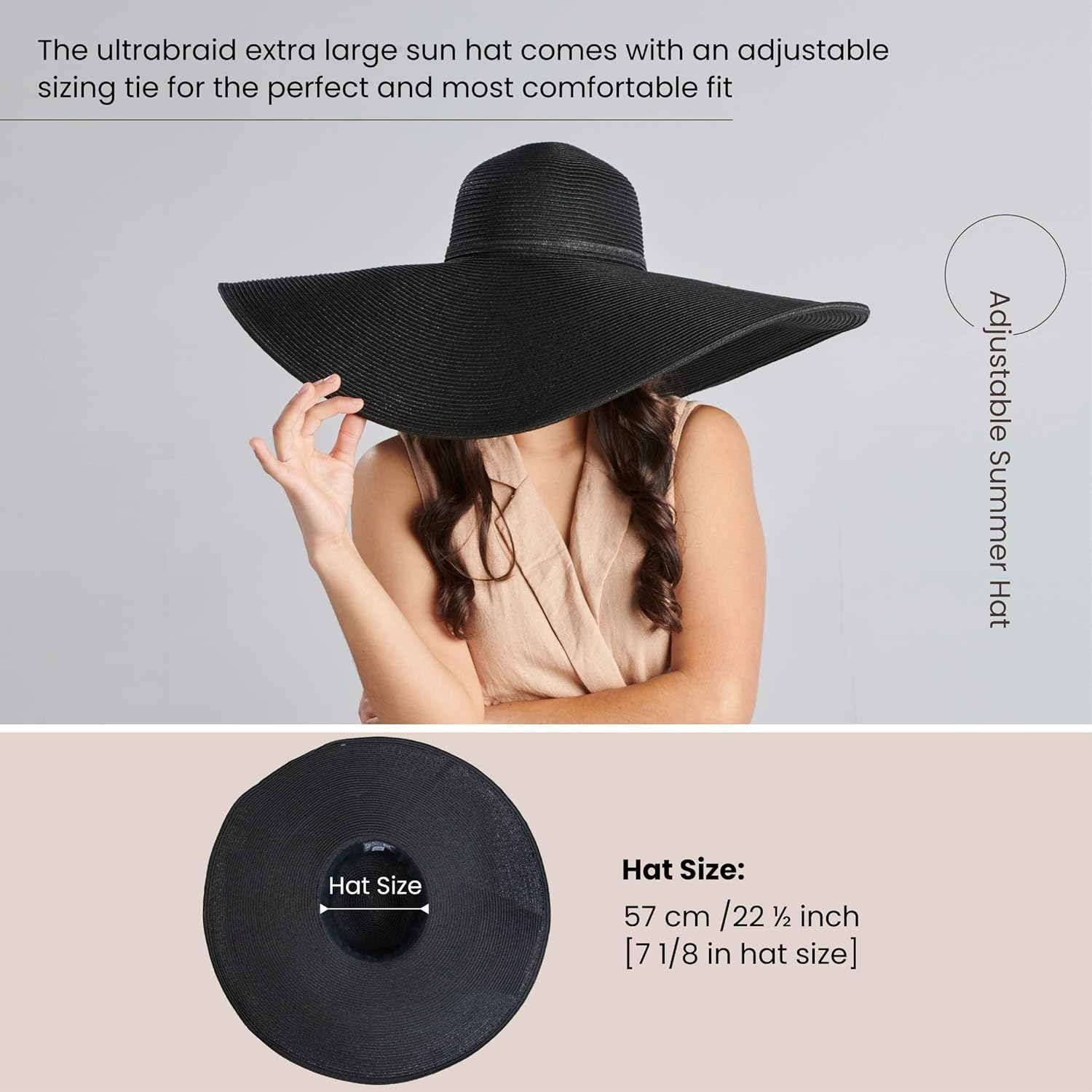 San Diego Hat Company Women's Ultrabraid X-Large Brim Hat, Adjustable Sun Hat with UPF 50+ - Image 6