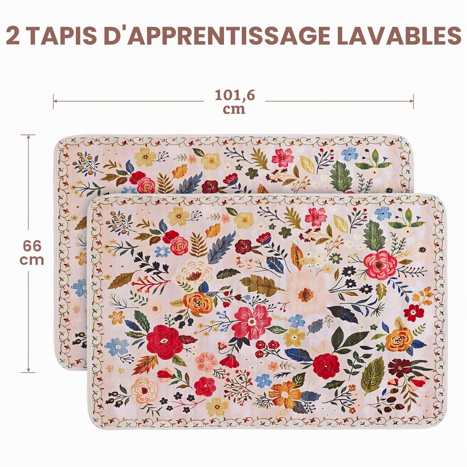 Lot de 2 Tapis hygiéniques lavables pour Chiens, réutilisables, 102 x 66 cm, Super absorbants, à séchage Rapide, imperméables et antidérapants pour Cage, Sol, canapé