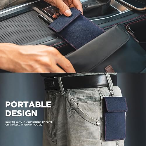 Miniatura 6 de VULKIT Faraday - Bolsa para llavero, bolsa de bloqueo de señal de coche con gancho y llavero RFID antirrobo Faraday protector de llavero