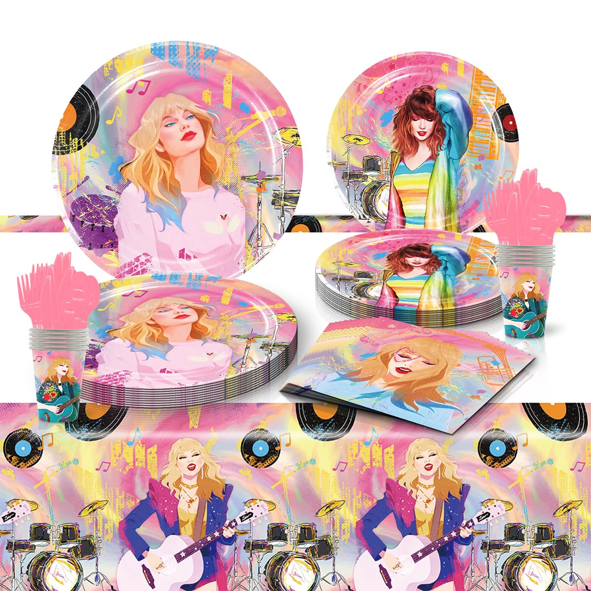 Birthday Party Tableware 81Pcs T Party Supplies S Themed Tableware Set Kids Birthday Party Paper Plates Cups and Napkins Birthday Party Decorations Anniversary,Graduation