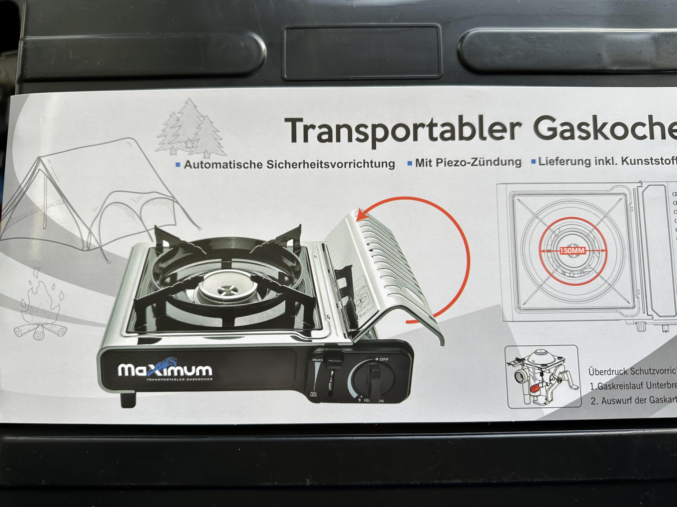 Maxsun | MaXimum Edelstahl Premium Gaskocher Set | tragbarer Campingkocher | Gaskartuschen Kocher (Kocher + 16 Kartuschen)