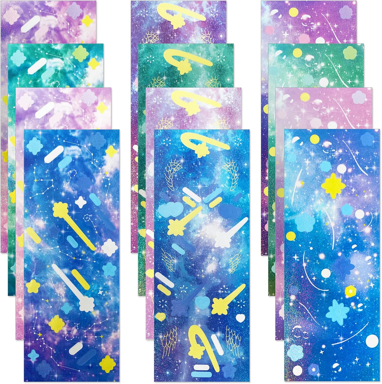 Waynoda 12 Sheets Colorful Scrapbooking Stickers Self-Adhesive Decorative DIY Craft Stickers for Arts Greeting Cards Scrap Books Home Decoration Crafts