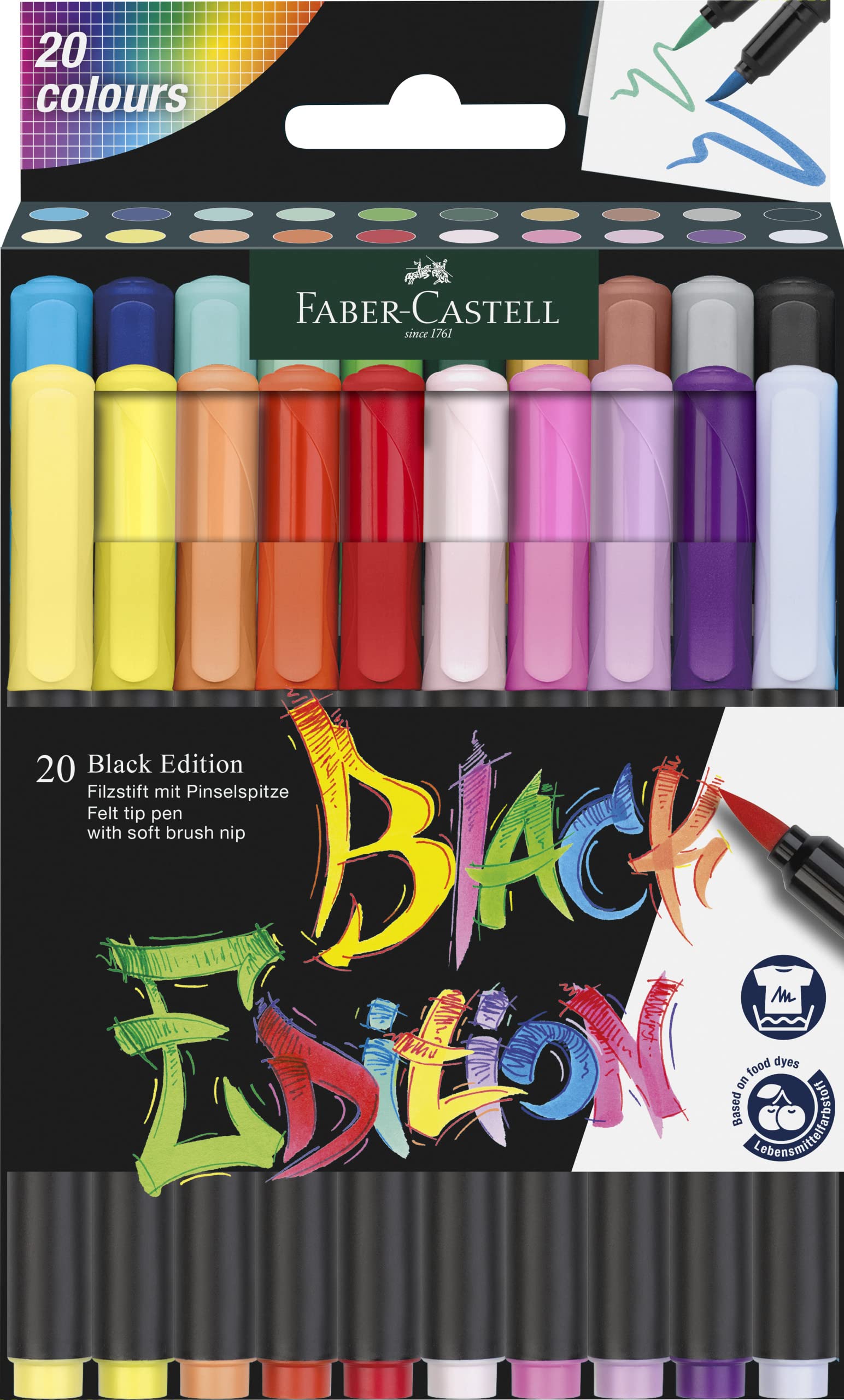 Faber-Castell 116450 - Buntstifte Blackwood, Black Edition, 50er Etui, leuchtende Farben mit weichem Abstrich, schwarzes Holz (100 Stück (1er Pack), Malset II)