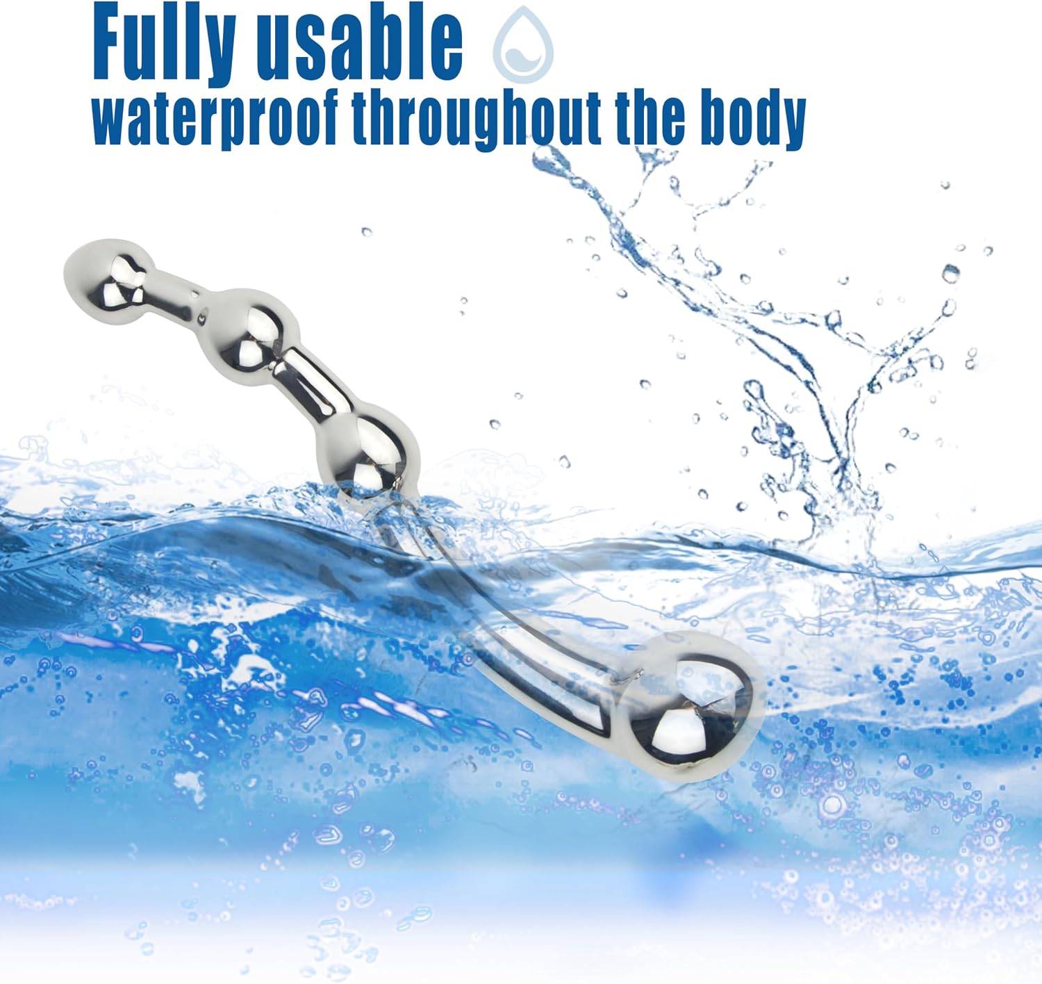 Double Ended Thrusting Stainless Steel Anal Beads, Female G-Spot Stimulation Anal Plug Massage Masturbation, Stainless Steel Waterproof Fake Dildo (S-Shaped Anal Dildo)