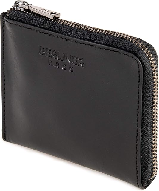 Berliner Bags Portfel premium ze skóry, portmonetka, mini portfel dla kobiet i mężczyzn, czarny, Einheitsgröße, Minimalistyczny