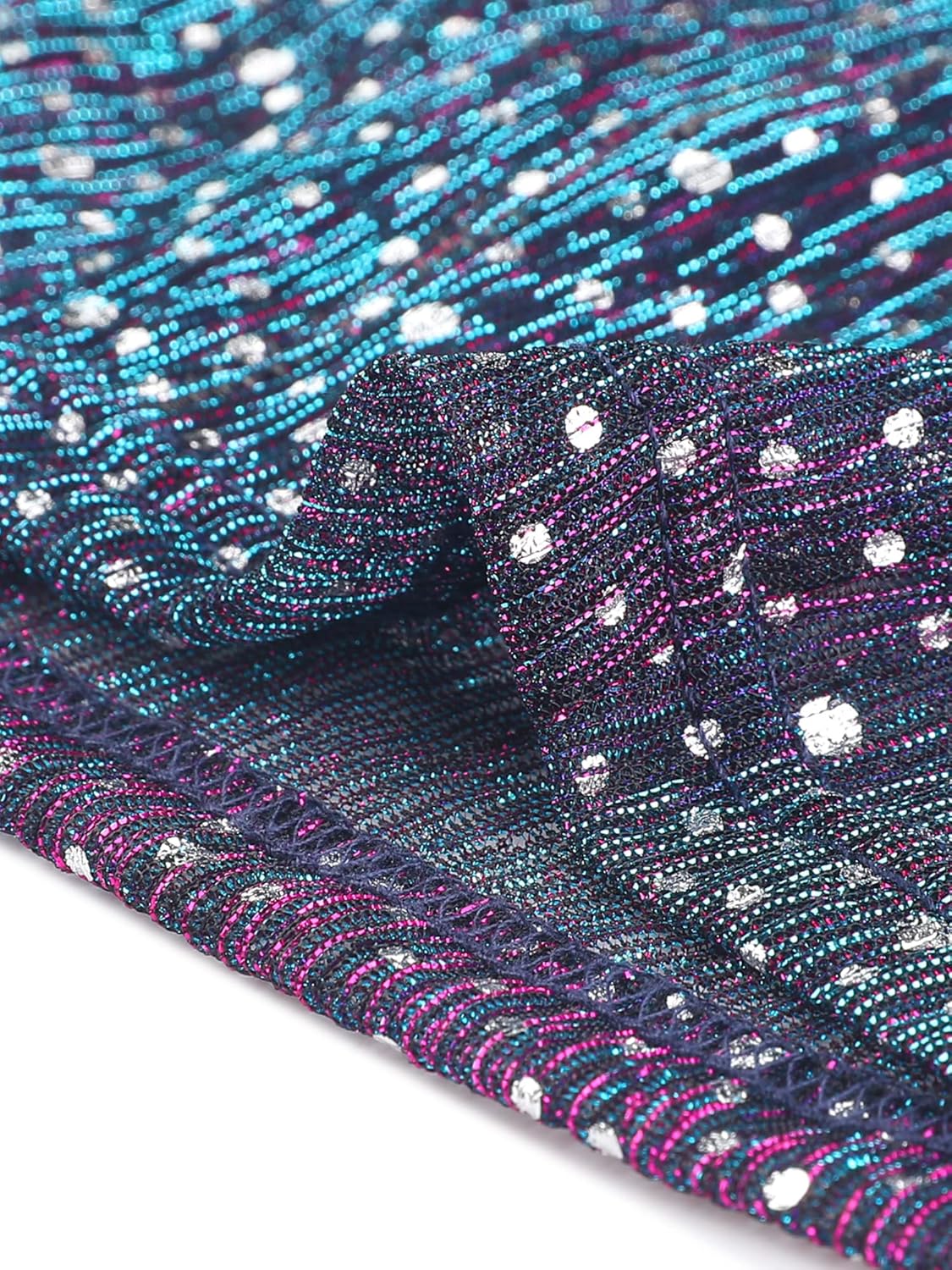 Allegra K Women's Crop Bomber Jacket Sheer Tops Mesh Sparkly Glitter Rave Outfit Halloween Clubwear Night Out Top - Image 5