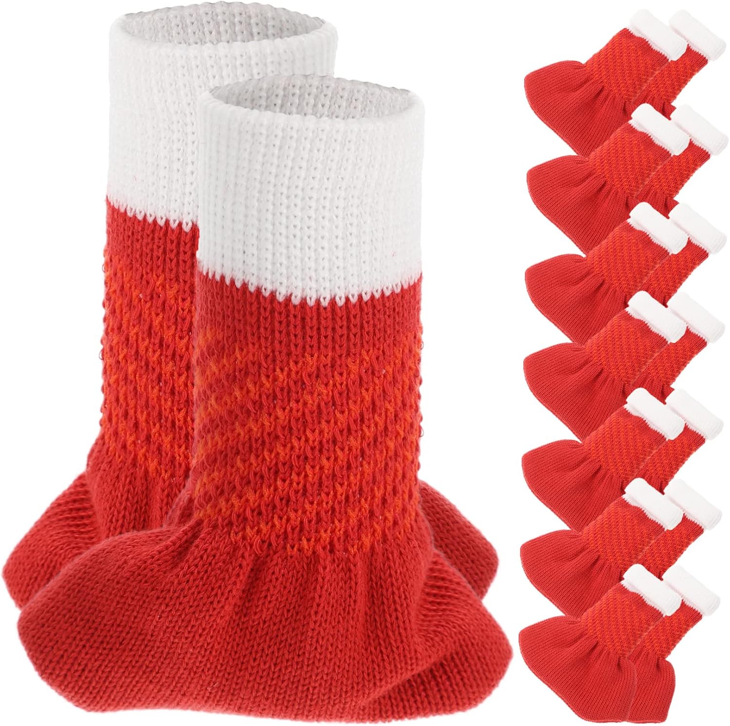 DOITOOL 32 pcs Christmas Chair feet caps Furniture Table feet Covers Santa Furniture Legs Socks Table top Protector Sleeves Polyester Cotton Dining Leggings