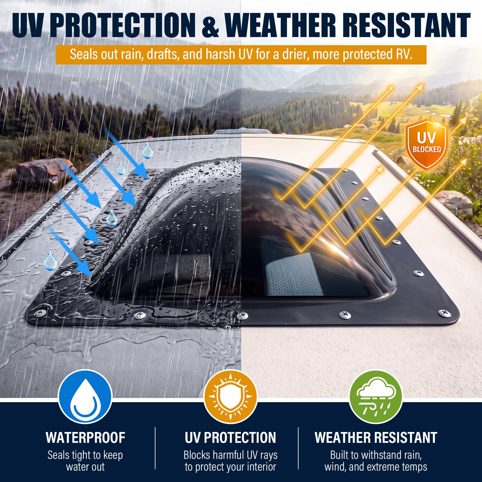 DaisyInner RV Skylight - Repuesto de cúpula exterior universal de 18 x 26 pulgadas, se adapta a aberturas de 14 x 22 pulgadas, resistente a los impactos, cubierta de tragaluz para caravana, caravana