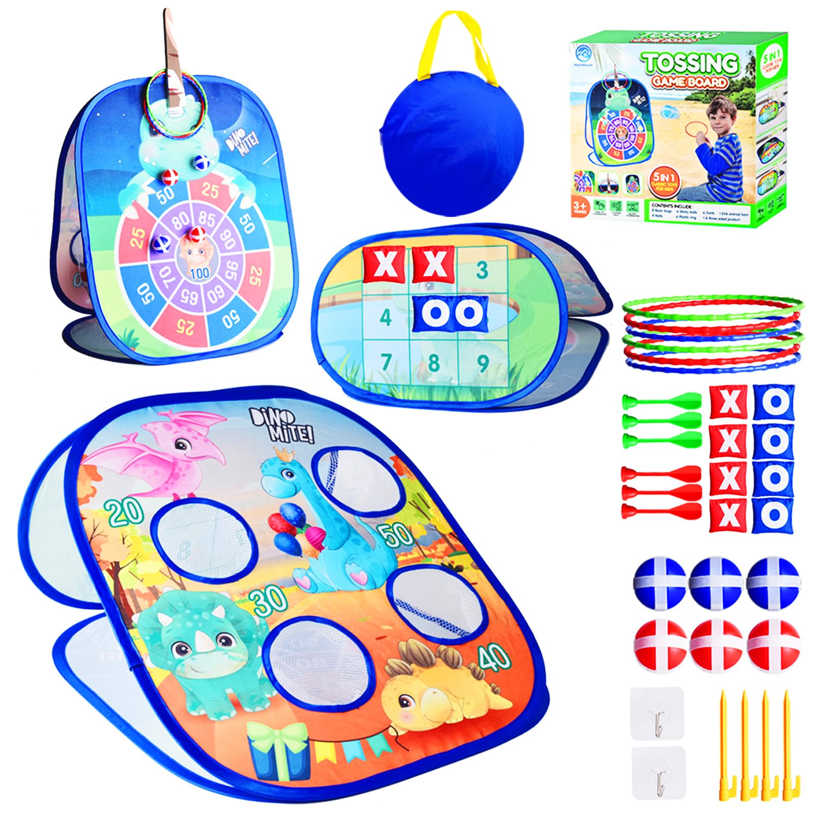 Bean Bag Toss Game for Kids - 5IN1 Kid Cornhole Toys Set, Over 3 Years Toddlers Children Backyard Beach Lawn Outdoor Indoor Throwing Toy to Boys Girls