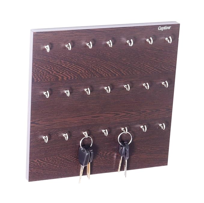 Captiver Engineered Wood Wall Mounted Keys Keychain Ring Holder (21 ...