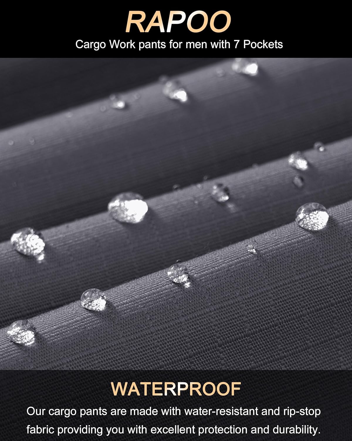 Mens Cargo Pants Ripstop Water Resistant Breathable Tactical Hiking Pants with 7 Pockets - Image 4