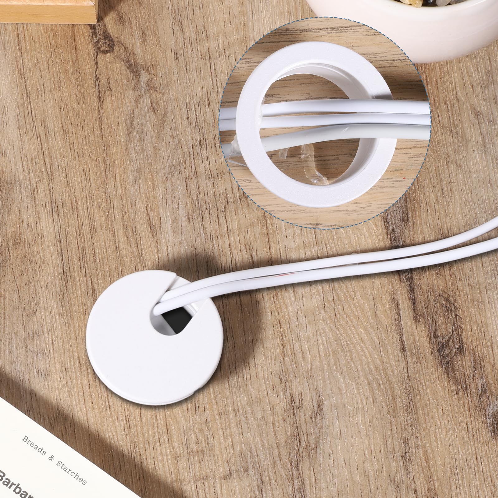 Prasacco 2 passacavo per scrivania, passacavo da 35 mm con 1 sega a tazza, copertura per fori da scrivania in plastica