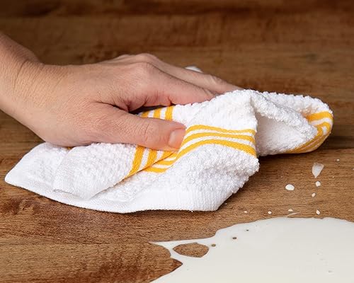 Miniatura 9 de Sticky Toffee Juego de 8 paños de cocina, 100 % algodón, color verde oscuro y blanco, paños de cocina, paños de limpieza reutilizables y