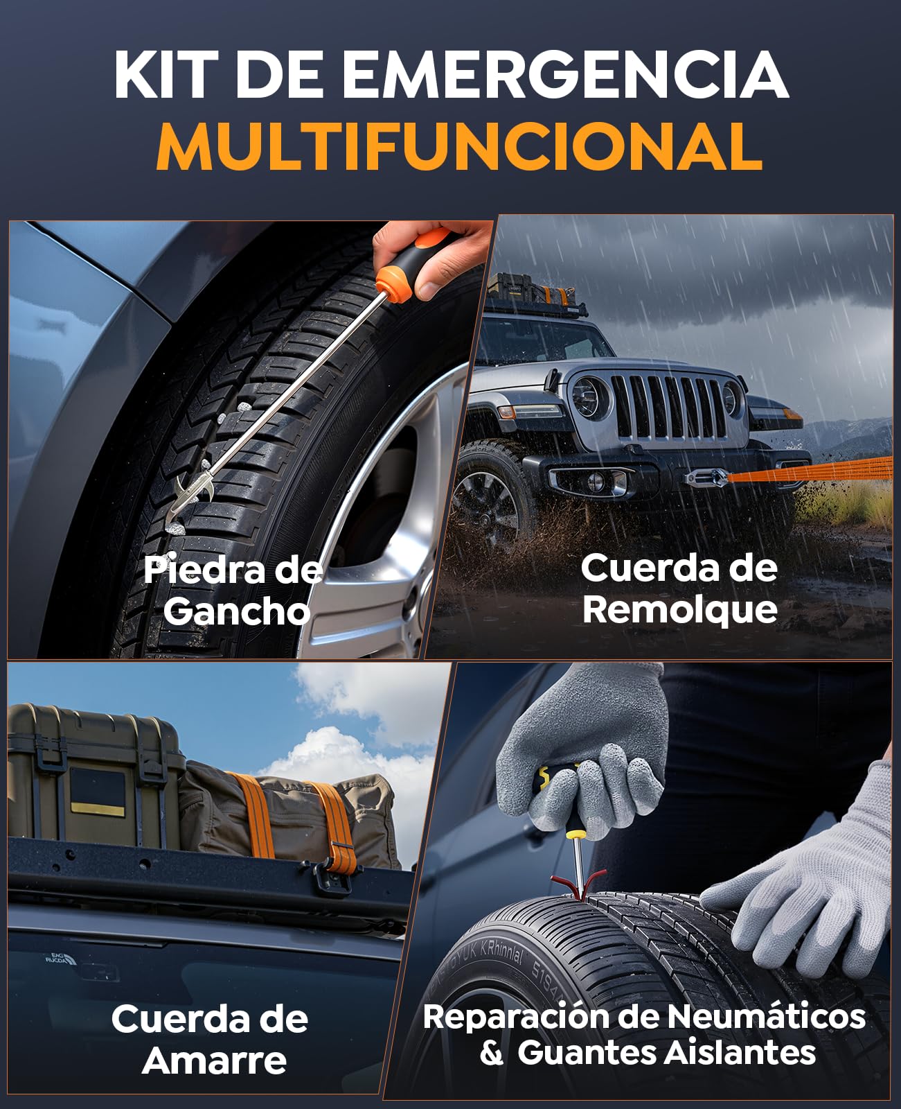 Arrancador de Bateria de Coche 8000A, 16-en-1 YaberAuto Arrancador de Coche Portatil (Todo Gas/Diésel 14L) con Compresor de Aire 160PSI, Kit de Emergencia Multifunción con Guantes Aislantes