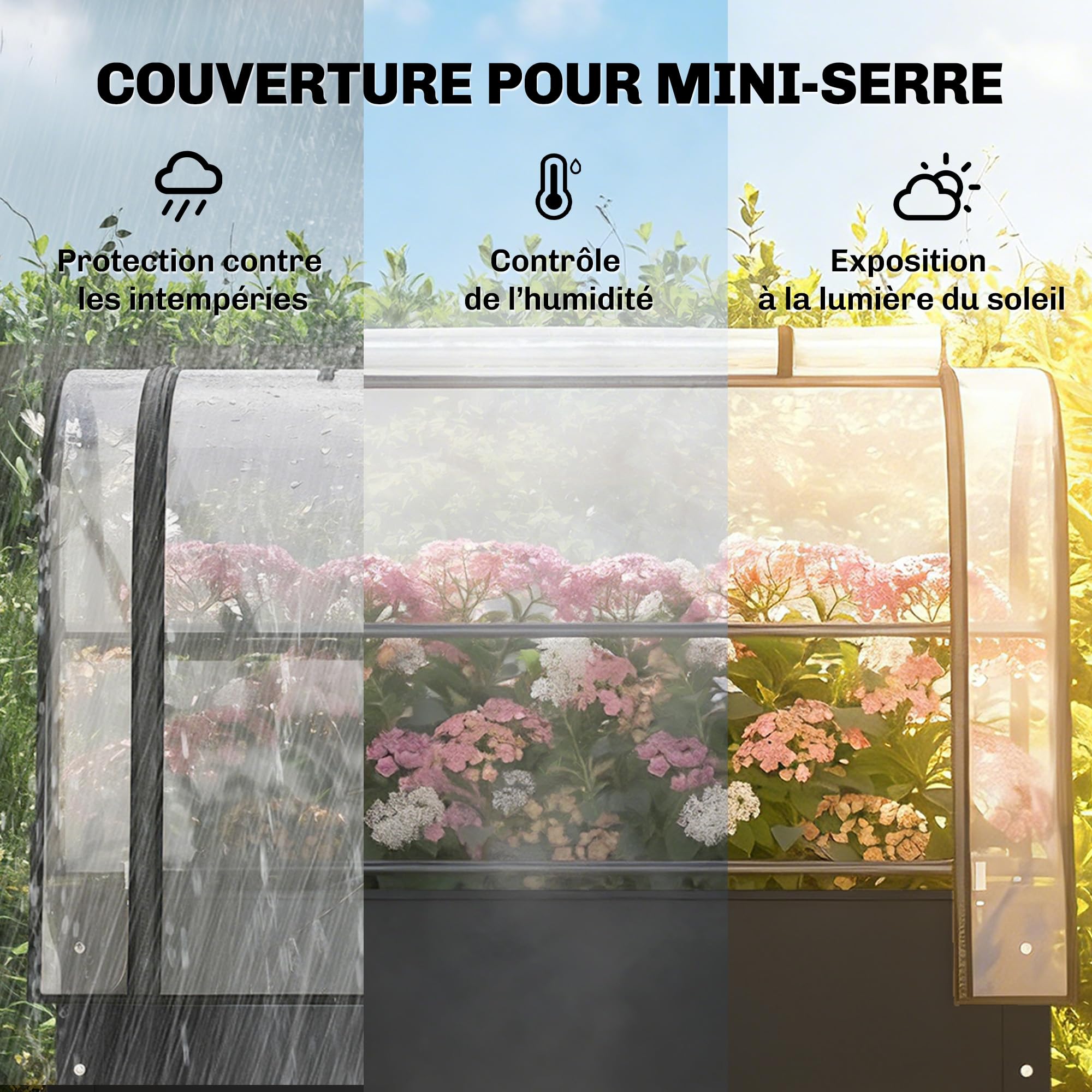 Outsunny Potager sur Pieds avec Serre Rabattable 100 x 49 x 136 cm Noir | Jardinière Haute sur Pied en Métal 97L, Trou de Drainage, pour Plantes Fleurs et Légumes