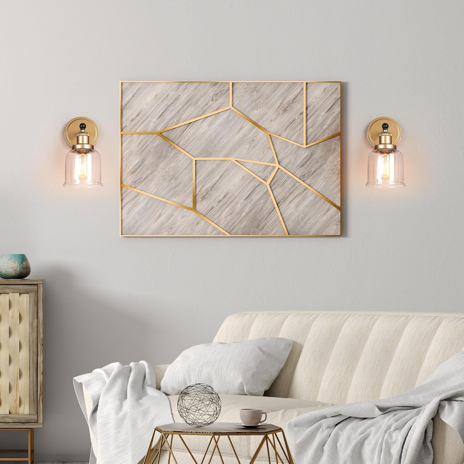 Sconce Wall Lighting, Black Gold Sconce Wall Mounted Light with Clear Glass, Modern Farmhouse Wall Sconce Mid-Century Wall Light Fixtures for Bedroom, Living Room, Hallway, Entryway,Stairway