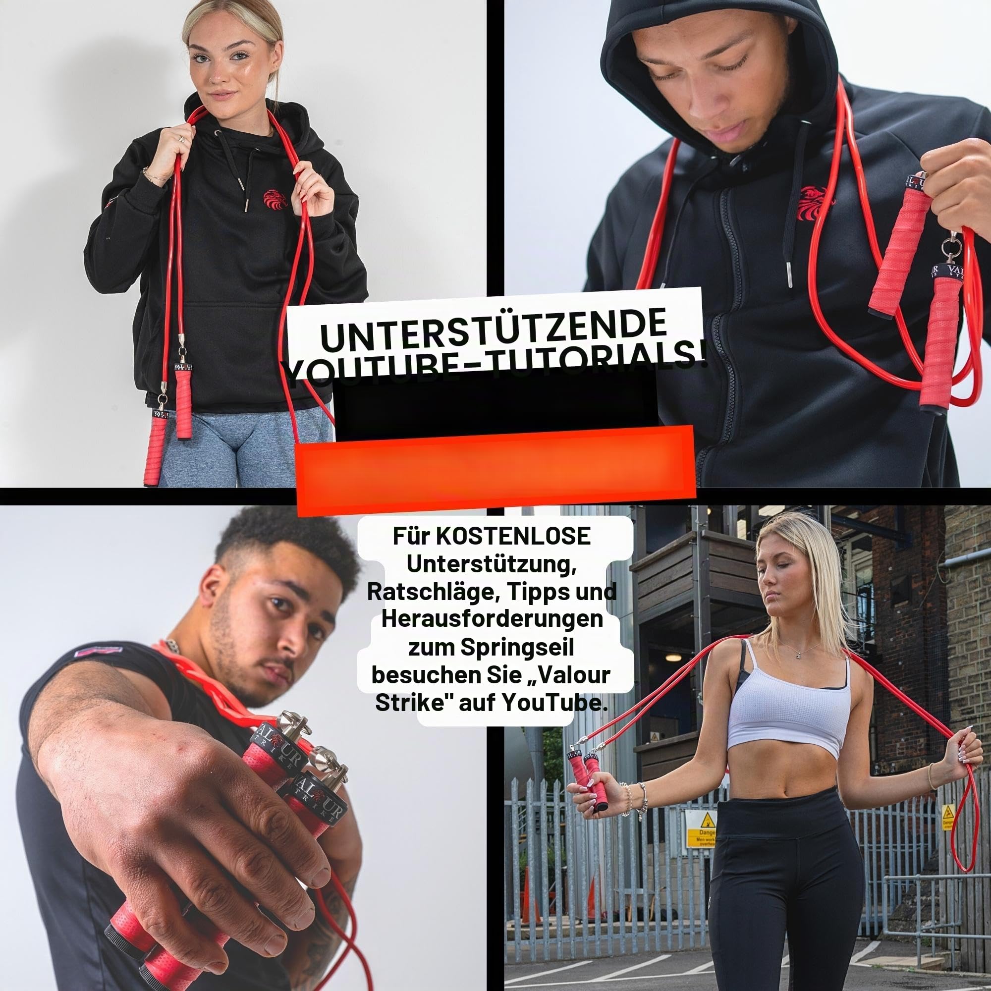 Valour Strike Gewichtetes Springseil | Bestes Springseil für Cardio-Training und Heimtraining im Freien | Gewichtetes Springseil für Fitnessgeräte, Heim-Fitness-Workout und HIIT-Cardio-Training
