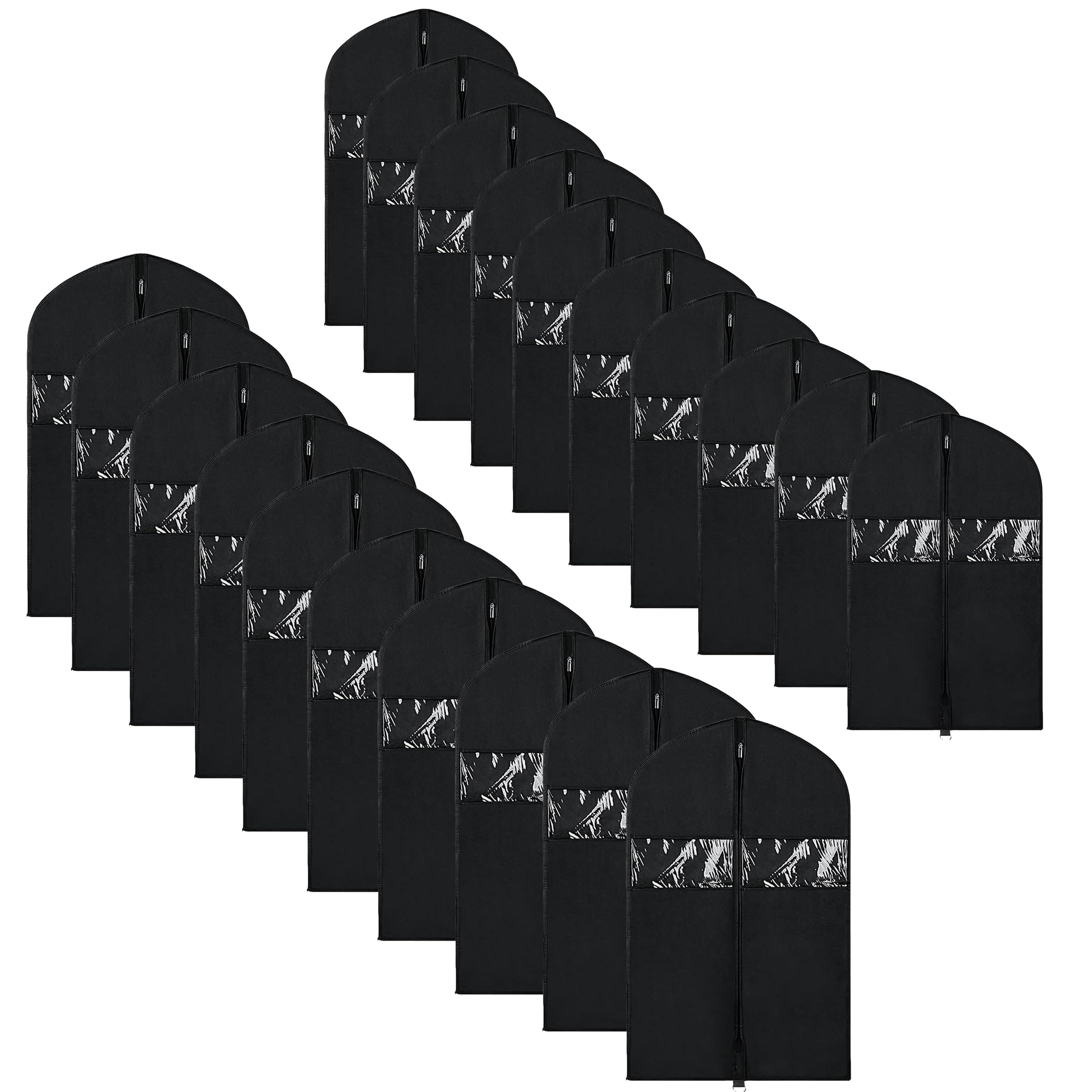 Black Garment Bag Suit Bag for Storage and Travel 60 Inch LONG Washable Suit Cover for T-Shirt, Jacket, Suits, Coats, Woven Fabrics Size 24’’ x 60’’ or 60cm x 152cm (20)