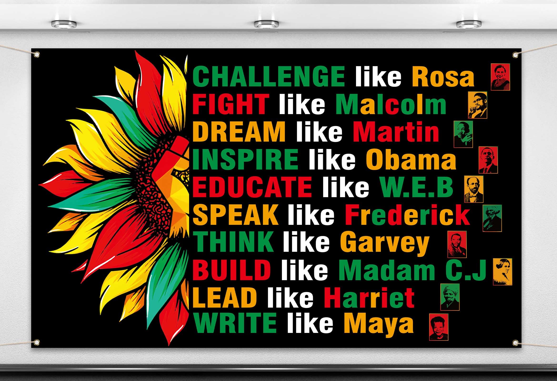 Nepnuser Black History Month Decorations Photo Booth Backdrop Afro African American Heritage Festival Party Favors School Classroom Bulletin Board Decor-5.9×3.6ft