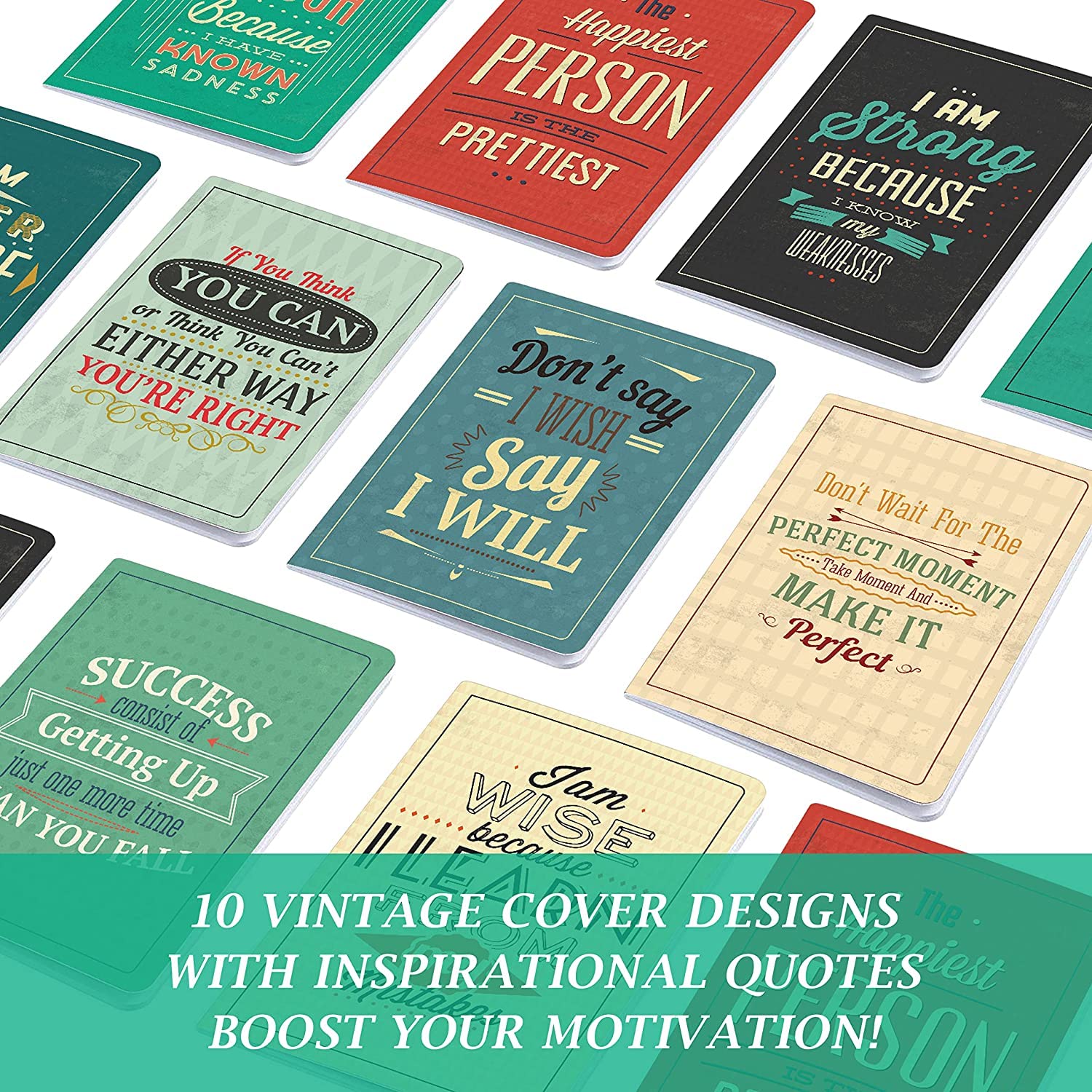 BIROYAL10 Pieces Inspirational Notepads Mini Motivational Journal Notebook Small Pocket Notepads Mini Notebooks for School Office Home Gift Bulk Prizes Travel Supplies - Image 2