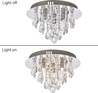 A1A9 moderne verzonken kristallen kroonluchter, K9 kristallen ronde plafondverlichting, LED hanglamp voor woonkamer, eetkamer, slaapkamer, woonkamer D35cm (3 lampen) photo 3