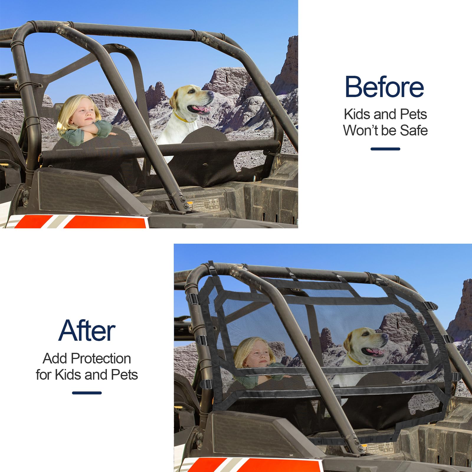 Filet De Fenêtre Arrière Pour Polaris RZR XP 1000 - Compatible 2016-2023, Protection Solaire - 9