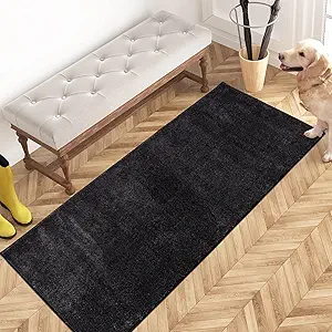 PURRUGS Dirt Trapping Door Mat 24" x 59", Non-Slip Machine Washable Entry Rug, Shoe Scraper, Dog Doormat, Super Absorbent Welcome Mat for Front & Back Door, Muddy Shoes & Paws, Charcoal